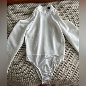 Shoulder cut-out white bodysuit - worn once!